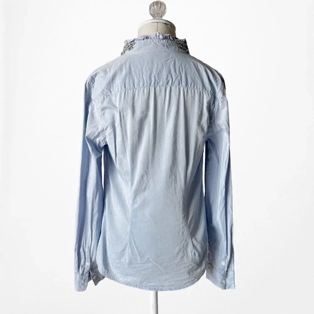 Vintage Y2K 90s Blue Rhinestone Embellished Button Down Shirt Size 6/S/M - Picture 6 of 7